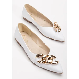 Kadın Babet Beyaz Cilt Zincir Detaylı Sivri Kalıp