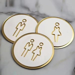 Gold Pleksi Wc Tabelası 3’lü Set - Yapışkanlı, Şık ve Dayanıklı Tuvalet Işaretleri