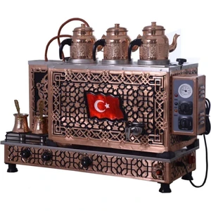 Bayrak 3 Demlikli Bakır Çay Kazanı