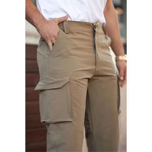 Erkek Kargo Cepli Dikiş Detaylı Kahve Taktik Paraşüt Pantolon