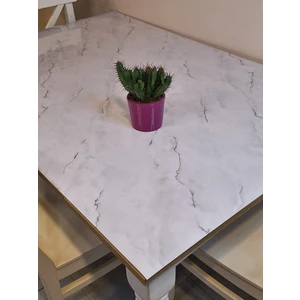 Başak Ev Tekstili Kalın Pvc Masa Koruyucu – 1.2 mm Mika Örtü, 80 cm En, Mermer Desen