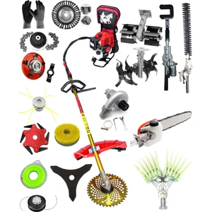 Benzinli Sırt Tırpan Ultra Mega Lüks Bahçıvan Seti + 15’li Çim Biçme Seti + Su Pompası Aparatı