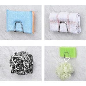 MAİN SHOP Yapışkanlı Paslanmaz Çelik Bulaşık Sünger Tutucu Bulaşık Süngeri Tutacağı Askı 4 Adet M- Sng1