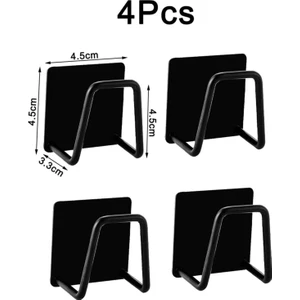 MAİN SHOP 4 Adet Siyah Yapışkanlı Paslanmaz Çelik Bulaşık Sünger Tutucu Bulaşık Süngeri Tutacağı M- Sng1