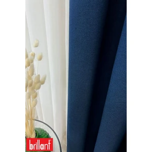 Keten Lacivert Renk 1/2,5 Normal Pile Kalın Tek Kanat Fon Perde