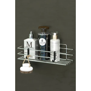 Hill Homes Yapışkanlı Banyo Rafı Duş Şampuanlık Duvar Düzenleyici Organizer Metalik Renk Krom Gümüş