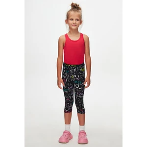 Siyah Glasgow Kız Çocuk Desenli Diz Altı Tayt Kapri