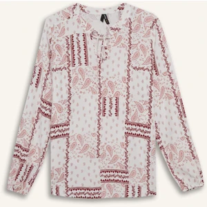 Regular Fit Desenli Apaş Yaka Uzun Kollu Bluz N1809AZ25SP