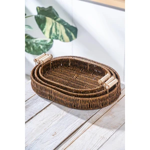 Nomad 3 Lü Oval Hasır Tepsi Seti