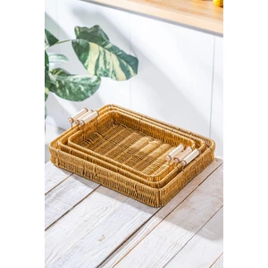 Nomad 3 Lü Dikdörtgen Hasır Tepsi Seti