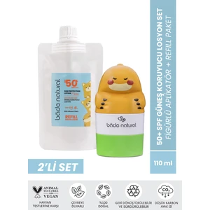 Bade Natural Çocuk Güneş Koruyucu Losyon 50+ Spf  Doğal Refill Paket + Dinozor Figürlü Aplikatör Set