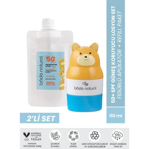 Bade Natural Çocuk Güneş Koruyucu Losyon 50+ Spf  Doğal Refill Paket + Ayı Figürlü Aplikatör Set