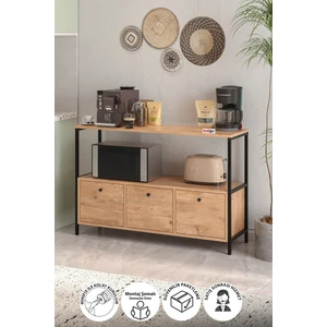 3 Kapaklı Mutfak Standı Kahve Köşesi Mutfak Rafı Mutfak Bangosu Çam