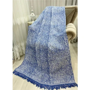 Lüks Pamuklu Koltuk-Çekyat Örtüsü 170X220 Saks Mavi Çift Taraflı Terletmez Kaymaz