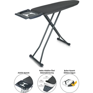 Perilla Silvia Antrasit Dokuma Kumaşlı Ütü Masası Geniş Sac Tabla 36x112 cm