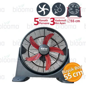 3 Kademeli Büyük Boy Yer Tipi Vantilatör