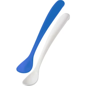 Ergonomik Beslenme Mama Kaşığı & Saklama Kutusu, Mavi & Beyaz, 6ay+, İkili Set