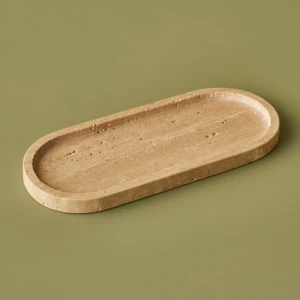 Ephesus Traverten Oval Dekoratif Tabak Naturel (12X28 Cm)