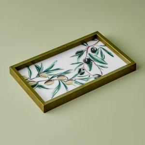 Olive Dekoratif Tepsi Yeşil (22X37 Cm)