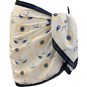 Kısa Pareo - Beyaz Göz Model 150X50 cm