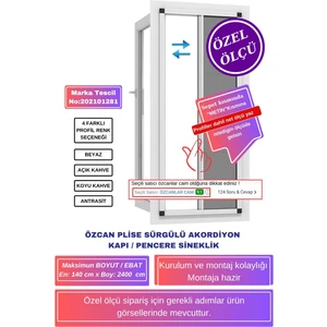 ( En 140 x  Boy 240 cm ) Plise Pileli Sürgülü akordiyon kayar Kapı pencere Sineklik (Demir Kapı ,ahşap Kapı, Çelik Kapı Pimapen Kapı sinekliği)
