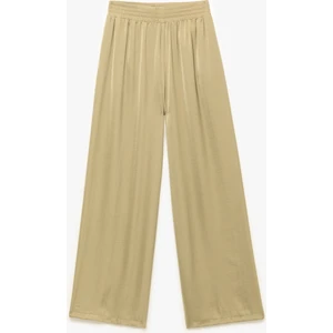 Aerobin Kumaş Cepli Pileli Geniş Paça Saten Palazzo Pantolon