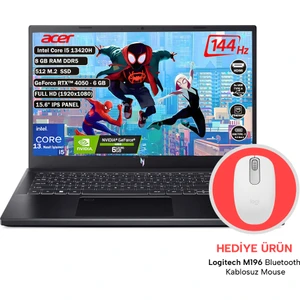 Nitro V 15 Intel Core i5 13420H 8 GB 512 GB SSD Rtx 4050 6 GB Freedos 15.6" FHD IPS Taşınabilir Bilgisayar NH.QNBEY.001