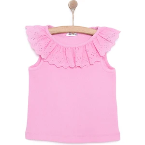 Hellobaby Kız Bebek Bluz Romantic Garden Bebe Yaka Atlet Kol Pembe