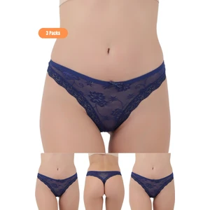 Merry Secrets Kadın 3 Adet Dantelli Transparan Külot