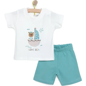 Hellobaby Baskılı Empirme 2 Ip Yenidoğan Erkek Tshirt-Şort Erkek Bebek