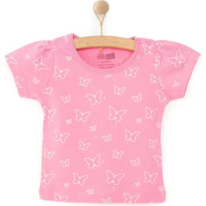 Hellobaby Kız Bebek Basic Tişört Bisiklet Yaka Kısa Kol Pembe