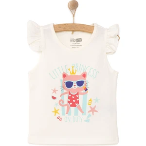 Hellobaby Kız Bebek Basic Tişört Bisiklet Yaka Atlet Kol Ekru