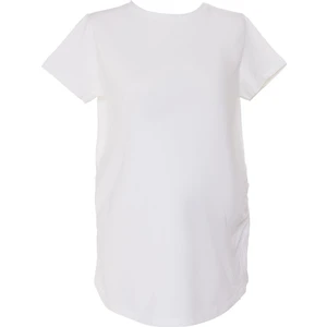 Baby Mom Anne Giyim Hamile Tşört Büzgülü Bisiklet Yaka Kısa Kol Beyaz