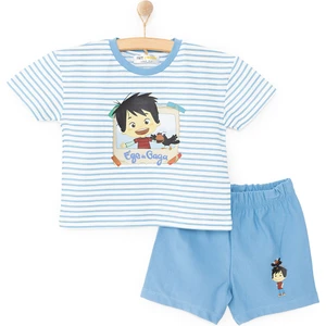 Ege ile Gaga Erkek Bebek Tişört-Şort 2li Takım Bisiklet Yaka Reçme Paça Uzun Kol Karışık Renkli