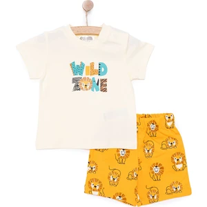 Hellobaby Erkek Bebek Basic Tişört-Şort 2li Takım Bisiklet Yaka Reçme Paça Kısa Kol Açık Sarı