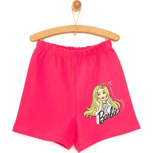 Kız Bebek Şort Barbie Reçme Paça Pembe