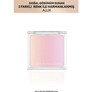 Doğal Görünümlü, 3 Farklı Renk Tonu İçeren, Uzun Süre Kalıcı Allık Cotton Mix Blush (No.2)