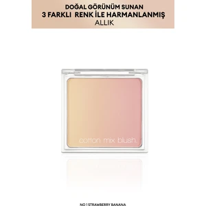 Doğal Görünümlü, 3 Farklı Renk Tonu İçeren, Uzun Süre Kalıcı Allık Cotton Mix Blush (No.1)