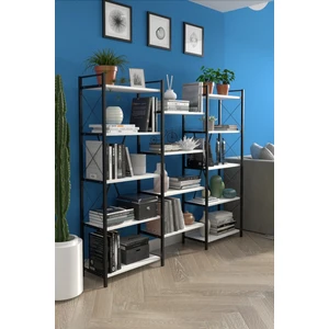 Dekoratif Maxi Kitaplık Dosya Rafı Çok Amaçlı 14 Raflı Kitaplık 150 cm Beyaz