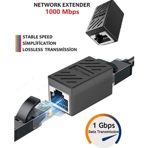 Internet Kablosu Uzatma Aparatı Ethernet RJ45 Jak Birleştirir Gigabit Cat5 Cat6 -1 Adet