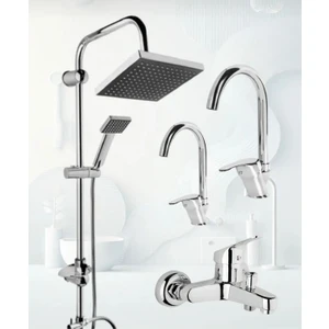 Krom Robot Duş Seti , Baston Eviye , Lavabo , Banyo Bataryası 4’lü Set