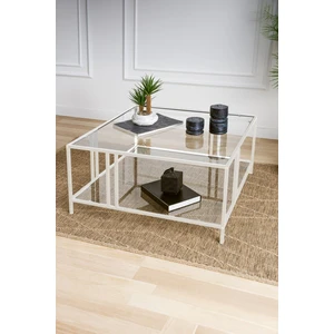 Uranüs Orta Sehpa Beyaz Şeffaf Cam