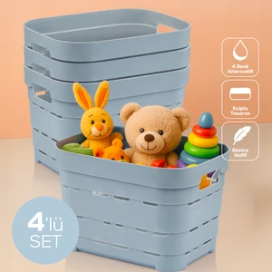 4'lü 5 Litre Delikli Saklama Kutusu Mavi