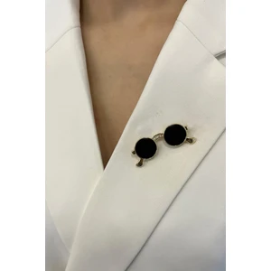 Taş Detaylı Güneş Gözlüğü Broş (4cm)