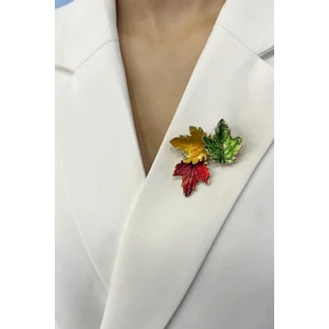 Üç Renk Yaprak Broş (5cm)