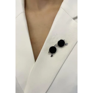 Taş Detaylı Güneş Gözlüğü Broş (4cm)