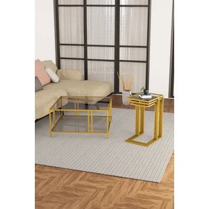 Uranüs Gold Orta Sehpa Füme Cam & Ibiza Gold Zigon Sehpa Füme Cam