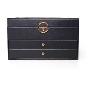 Modern 2 Çekmeceli Takı Mücevher Kutusu Organizer Düzenleyici Siyah 13 X 23 X 10 Cm
