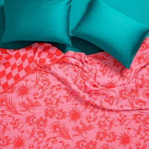 Costa Saçaklı Jakarlı Çift Kişilik Pamuk Yatak Örtüsü 220X240 cm Pembe