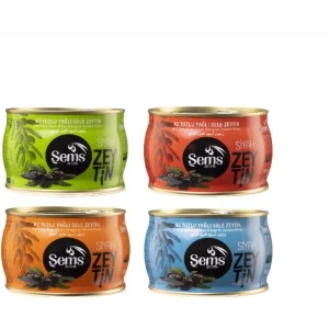 Şems Zeytin Lezzet Deneme Paketi 4 Çeşit Kalibre Siyah Zeytin 1,2 kg